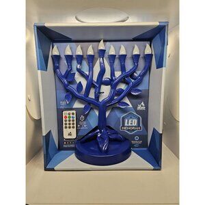 LED Electric Hanukkah Menorah - Color Changing LED Tree of Life Chanukah Menorah
